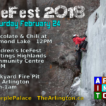 SO Ice Fest 2018 February 23 to February 25 with Chocolate Pop-Up Shop at Diamond Lake Children's activities at Hastings Highlands Community Centre and Backyard Fire Pit at The Arlington after 5pm