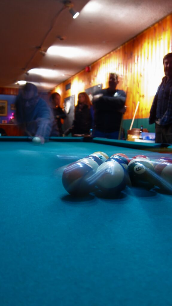Pool balls in motion after the break